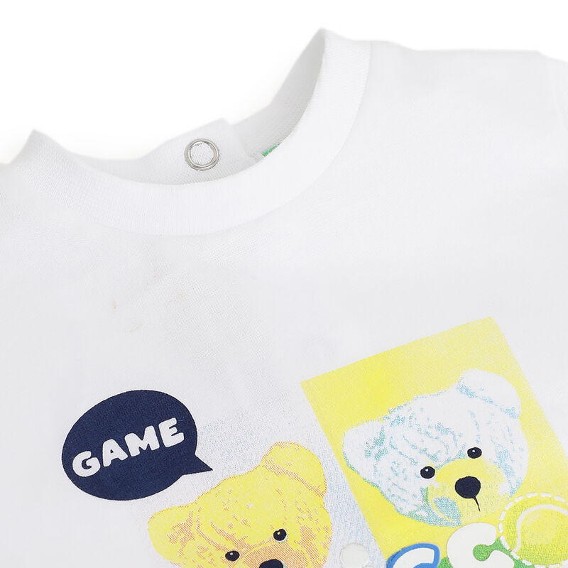Boys White & Yellow Graphic Printed T-Shirt image number 2